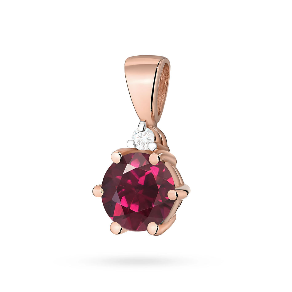 Gold Pendant with 0.60ct Rhodolite and 0.015ct Diamonds