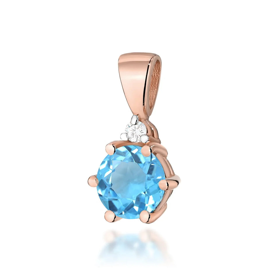 Gold Pendant with 0.50ct Topaz and 0.015ct Diamonds