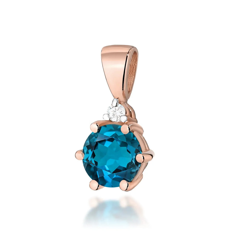 Gold Pendant with 0.50ct Topaz London Blue and 0.015ct Diamonds