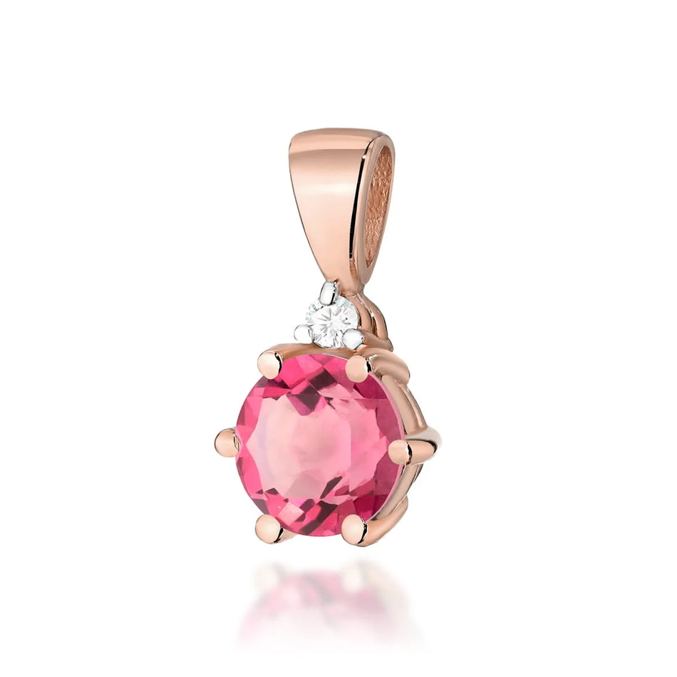 Gold Pendant with 0.60ct Pink topaz and 0.015ct Diamonds
