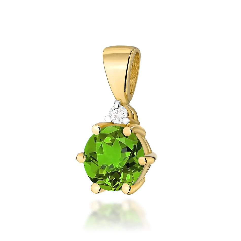 Gold Pendant with 0.60ct Olivine and 0.015ct Diamonds