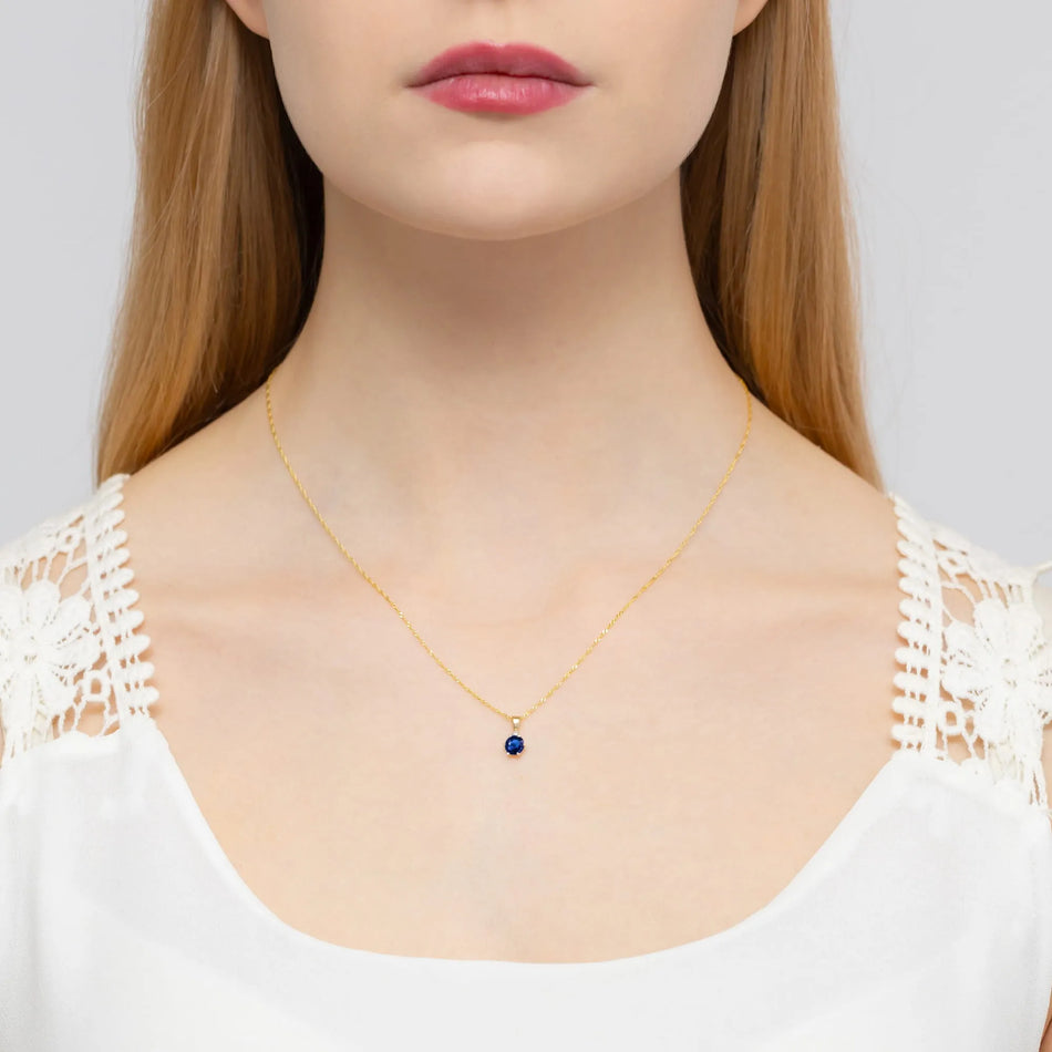 Gold Pendant with 0.50ct Sapphire and 0.015ct Diamonds