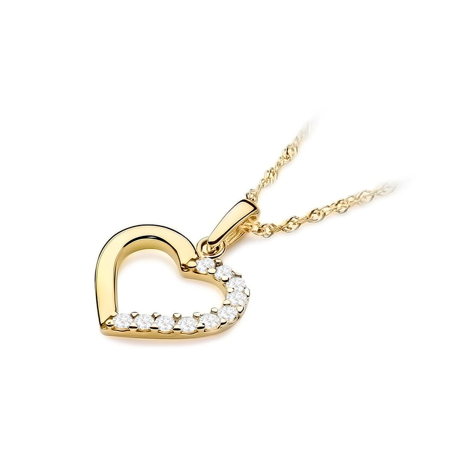 Gold Pendant with Zirconia Heart