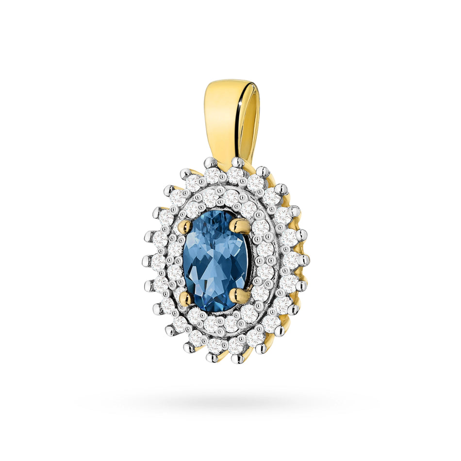 Zlatý přívěsek s 0,50ct topazem London Blue a 0,19ct diamanty