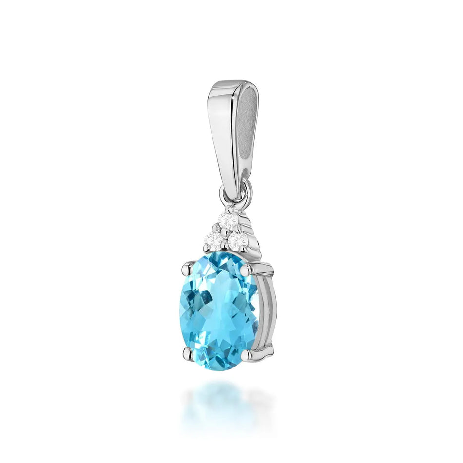 Gold Pendant with 0.90ct Topaz and 0.026ct Diamonds