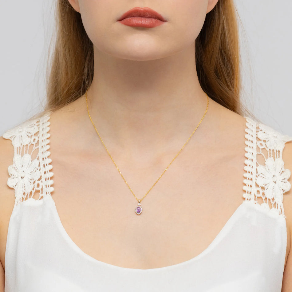 Zlatý přívěsek s 0,40ct ametystem a 0,095ct diamanty