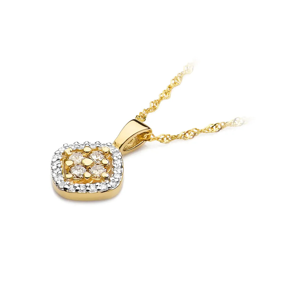 Gold Pendant with Bronze Diamonds