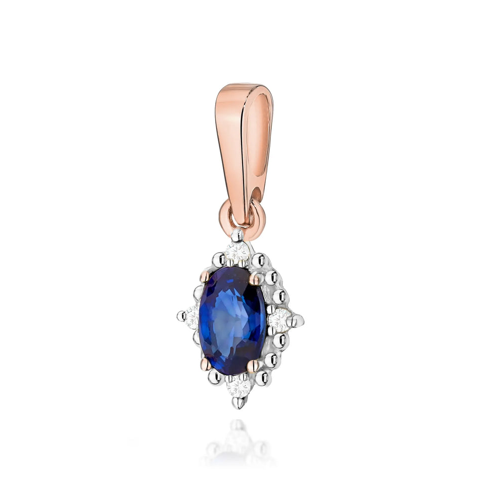 Gold Pendant with 0.30ct Sapphire and 0.02ct Diamonds