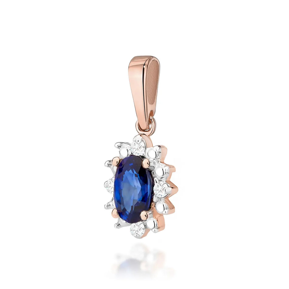 Gold Pendant with 0.30ct Sapphire and 0.02ct Diamonds