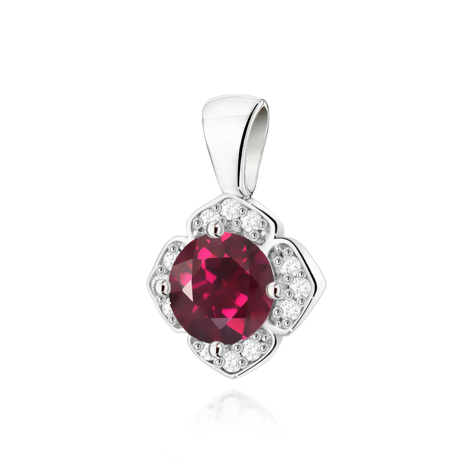 Gold Pendant with 0.60ct Rhodolite and 0.06ct Diamonds