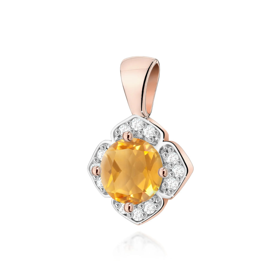 Gold Pendant with 0.50ct Citrin and 0.06ct Diamonds