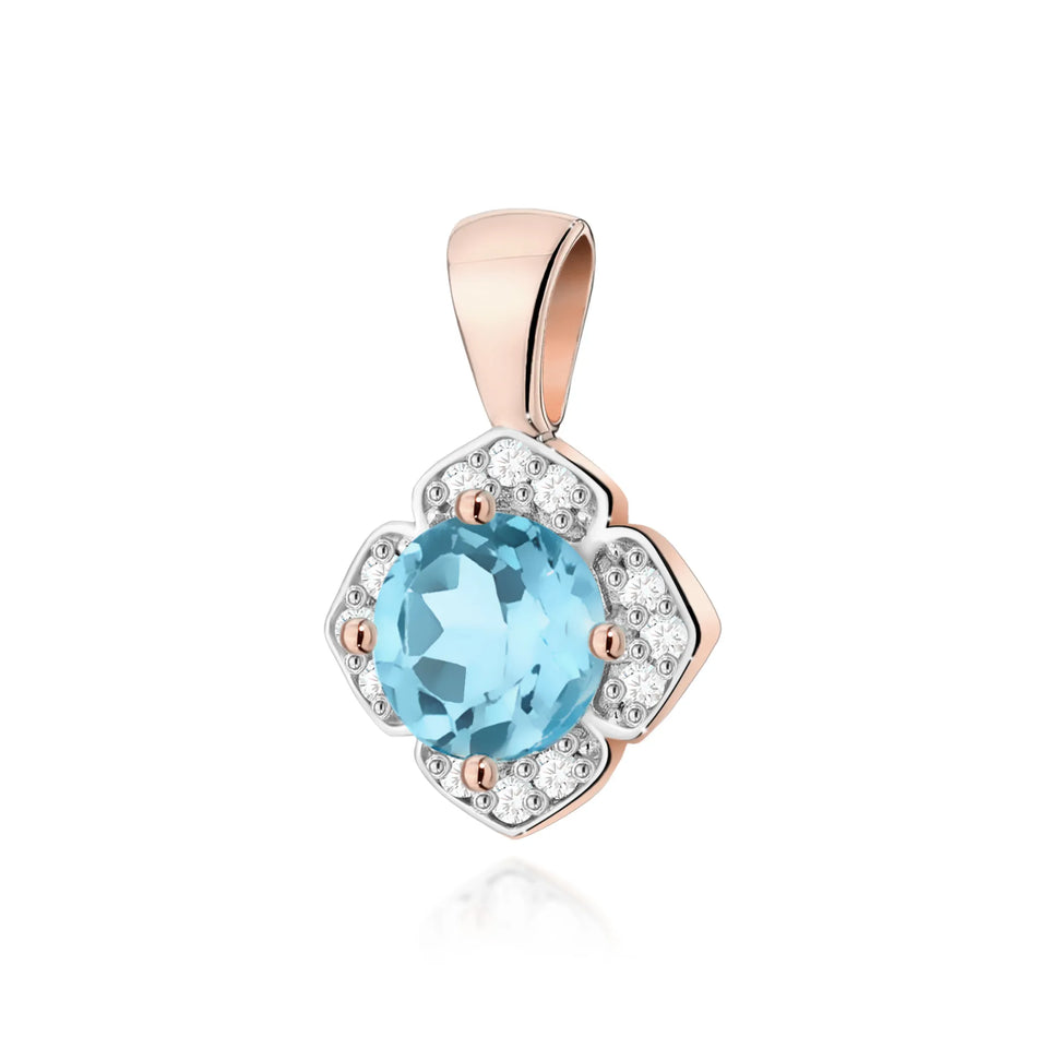 Gold Pendant with 0.50ct Topaz and 0.06ct Diamonds