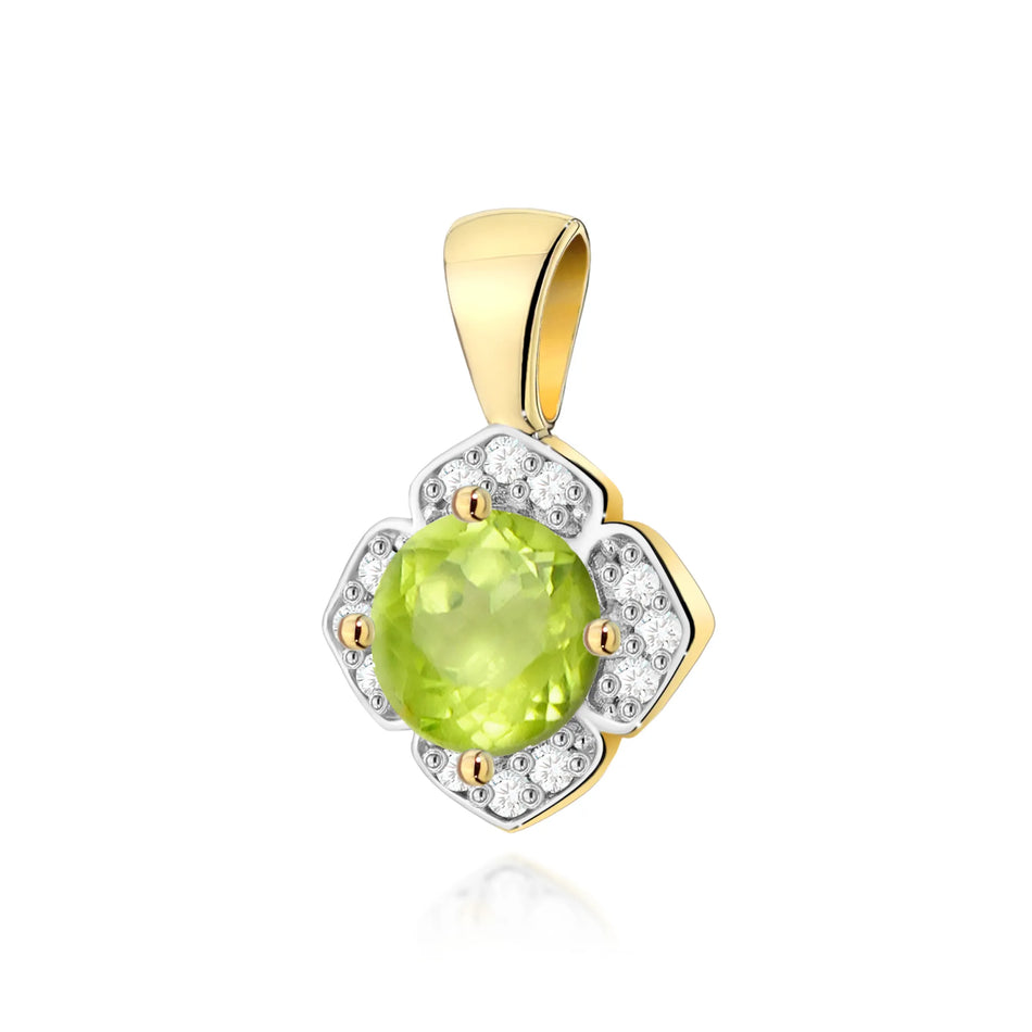 Gold Pendant with 0.60ct Olivine and 0.06ct Diamonds