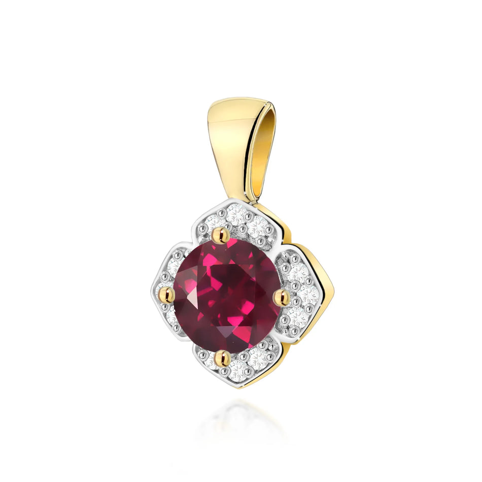Gold Pendant with 0.60ct Rhodolite and 0.06ct Diamonds