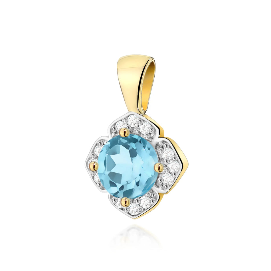 Gold Pendant with 0.50ct Topaz and 0.06ct Diamonds