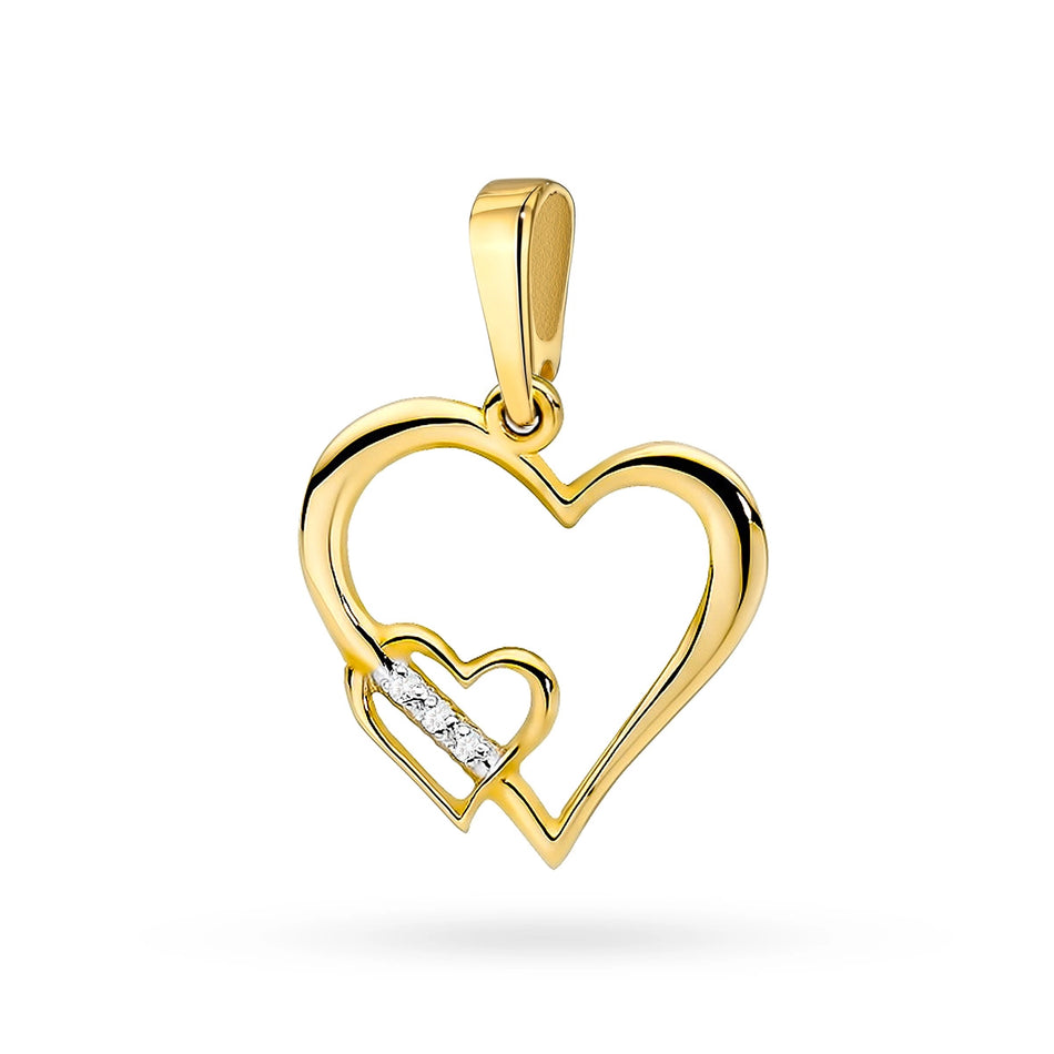 Gold Pendant with Zirconia Heart