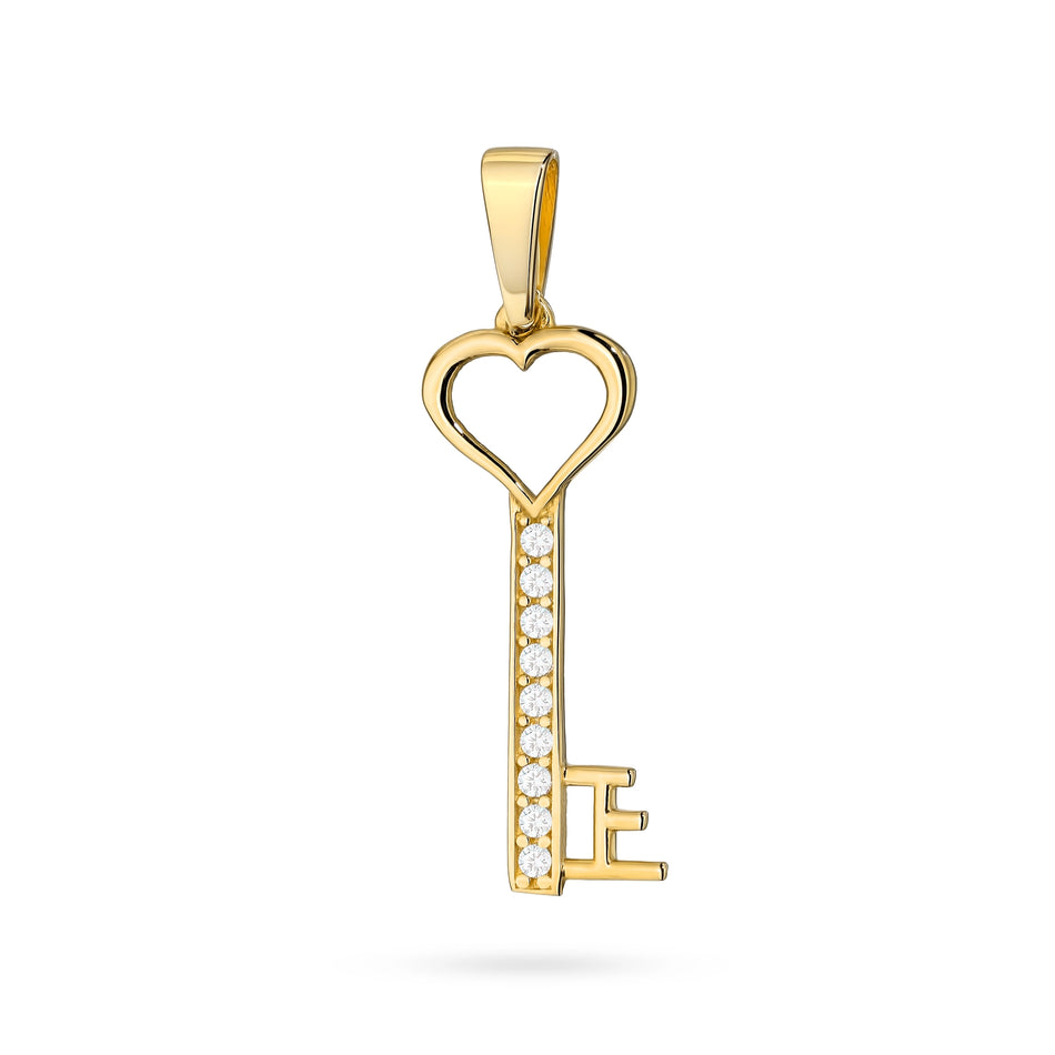 Gold Pendant with Zirconia Key
