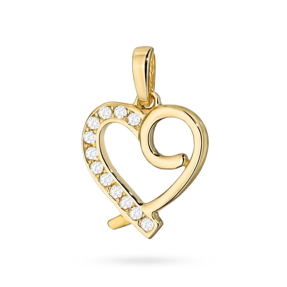 Gold Pendant with Zirconia Heart