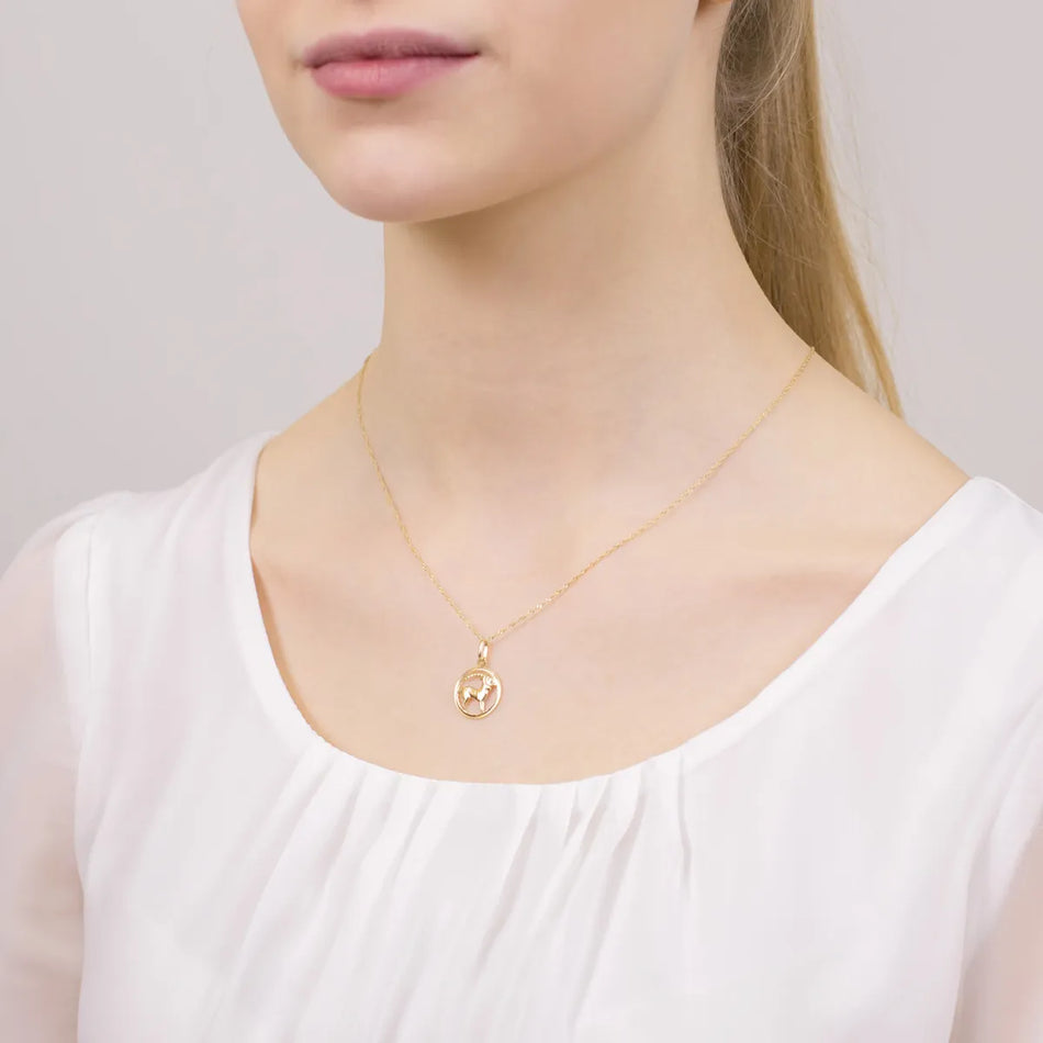 Gold Pendant Zodiac Sign Capricorn