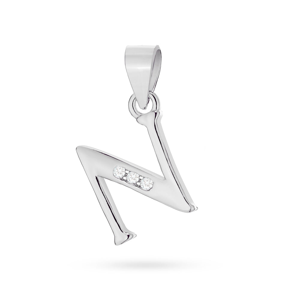 Stříbrný Přívěsek se zirkony Písmeno N