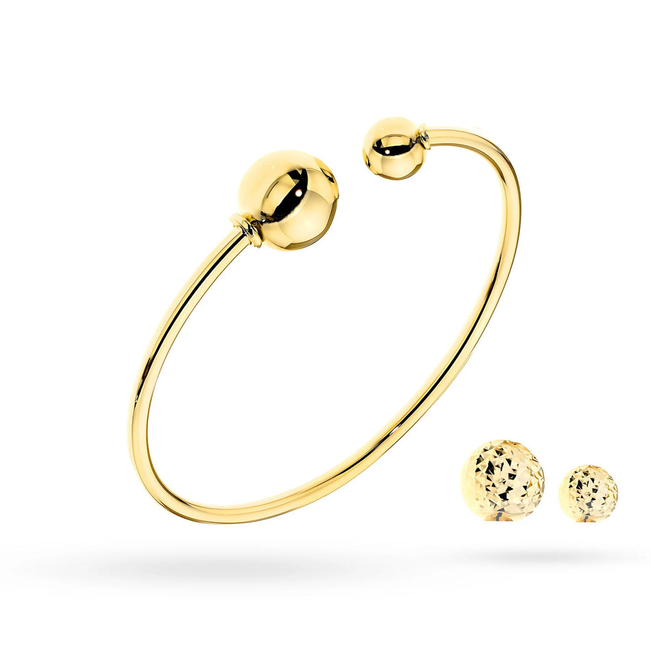 Massive Gold Rigid Bracelet with Changeable Beads Set