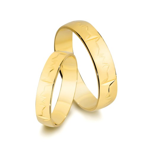 Gold Wedding Bands Rings Pulse 4 and 5 mm