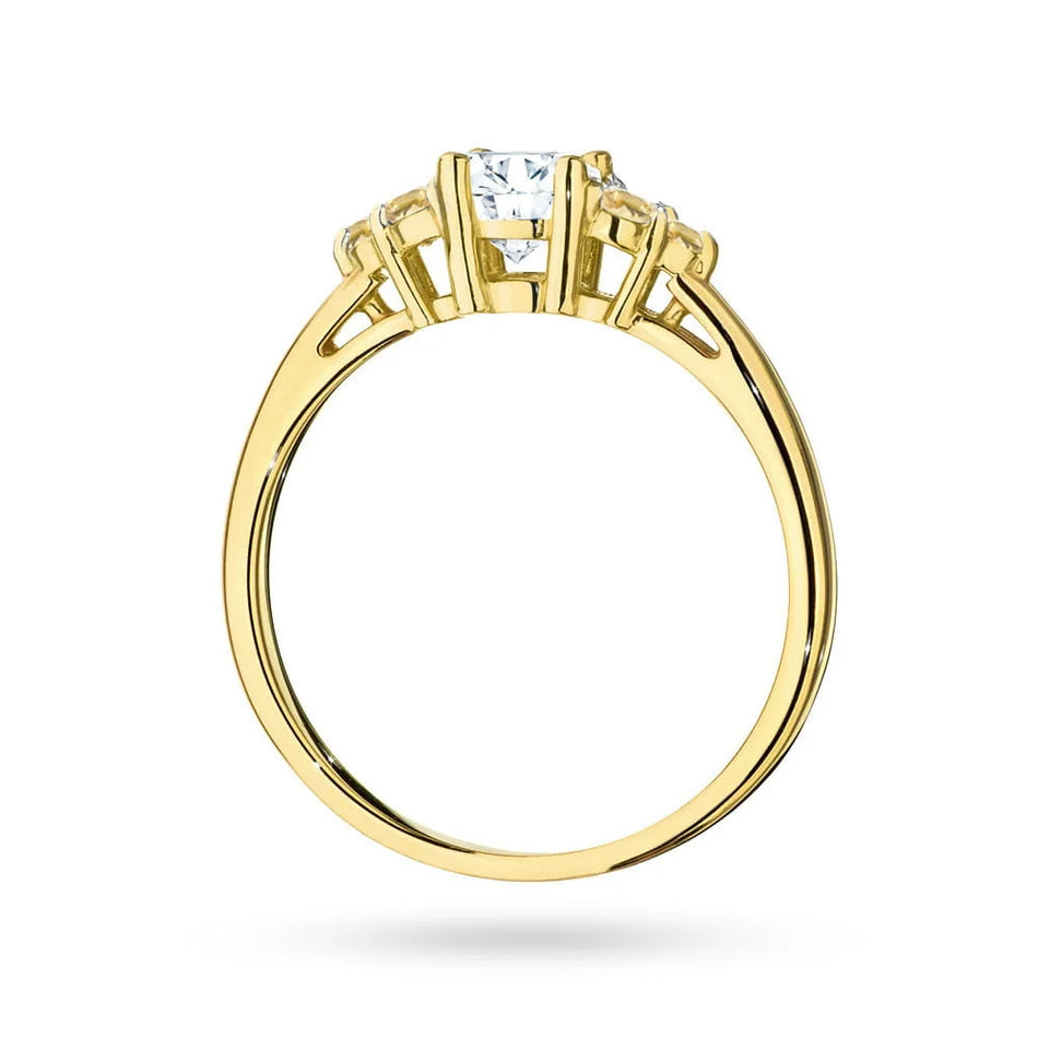 Gold Ring with 0,60ct White Sapphire and 6 Bronze Diamonds