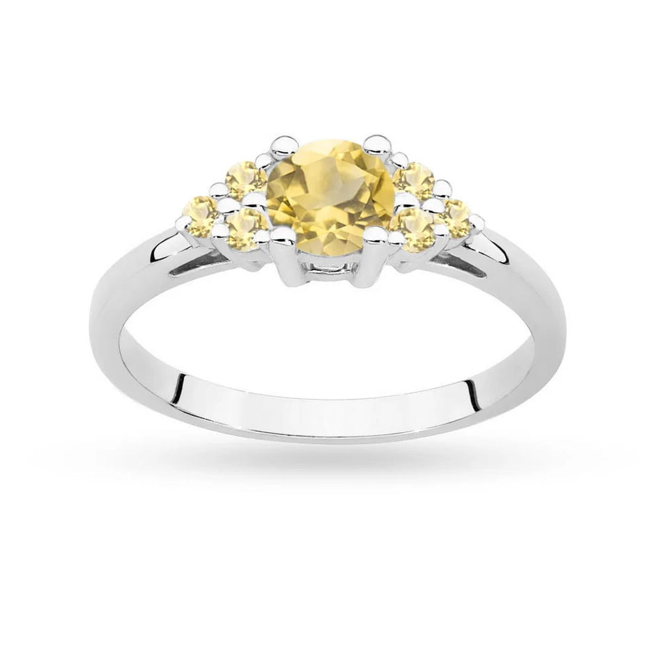 Gold Ring with 0,50ct Citrin and 6 Bronze Diamonds